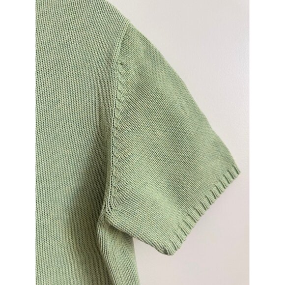 Vintage Lands’ End Crew Neck Short Sleeve Sweater Tee Large Sage Green - Picture 3 of 8
